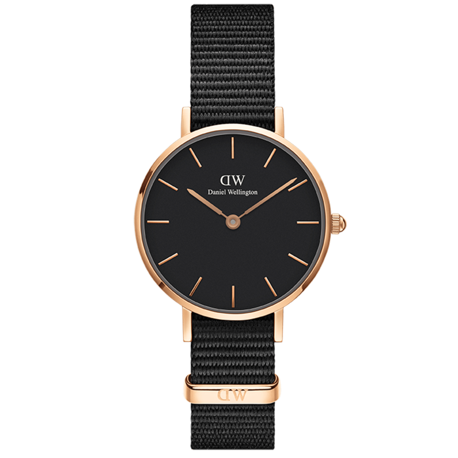 Daniel Wellington Petite Cornwall Black Dial Black Nylon Strap Watch for Women - DW00100247