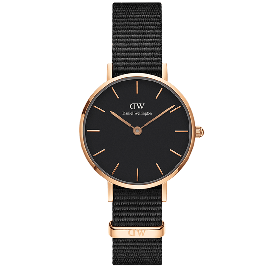 Daniel Wellington Petite Cornwall Black Dial Black Nylon Strap Watch for Women - DW00100247