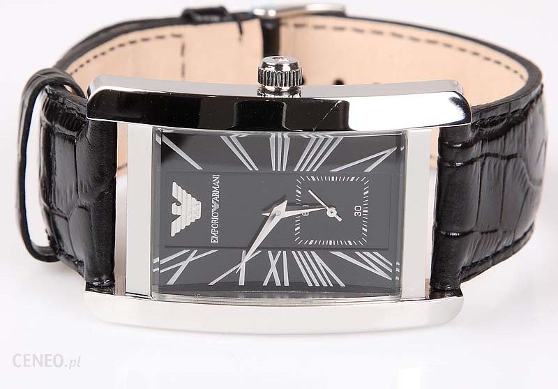 Emporio Armani Black Dial Black Leather Strap Watch For Men - AR0143