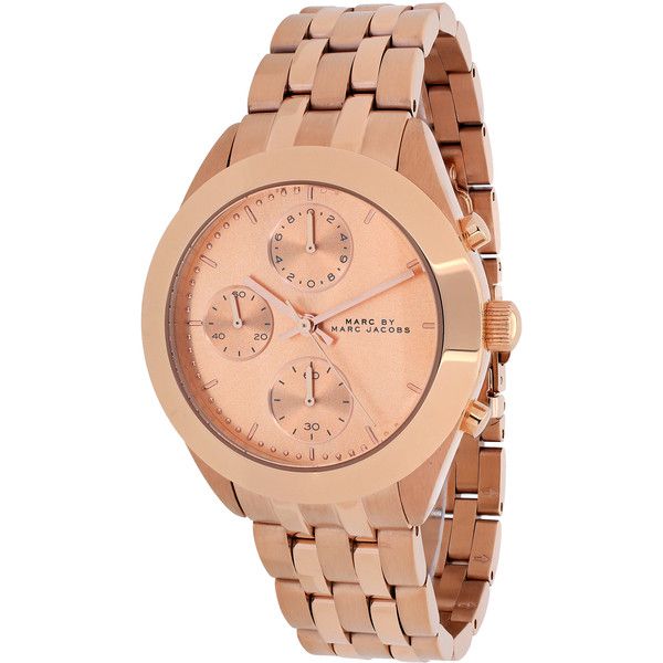 Marc Jacobs Peeker Chronograph Rose Gold Dial Rose Gold Steel Strap Watch for Women - MBM3394