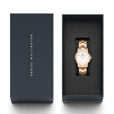 Daniel Wellington Iconic Link White Dial Rose Gold Steel Strap Watch for Women - DW00100213