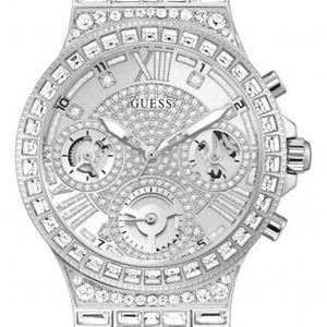 Guess Moonlight Multi Function Diamonds Silver Dial Silver Steel Strap Watch for Women - GW0320L1