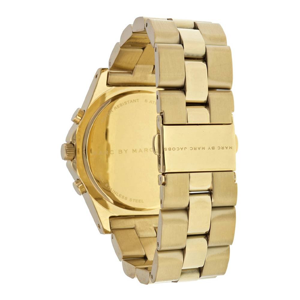 Marc Jacobs Blade Chronograph Black Dial Gold Steel Strap Watch for Women - MBM3309