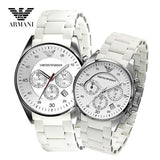 Emporio Armani Sport Chronograph White Dial White Silicone Strap Watch For Men - AR5859