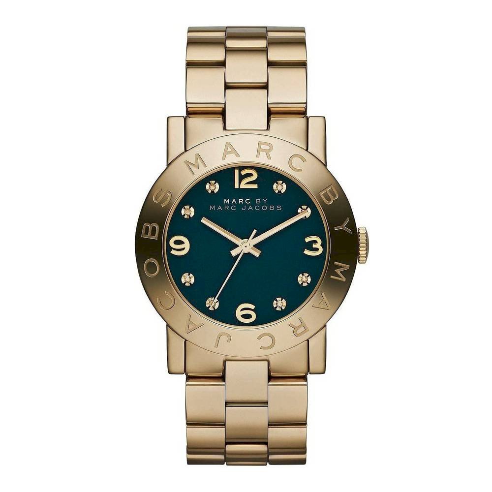 Marc Jacobs Amy Green Dial Gold Steel Strap Watch for Women - MBM8619