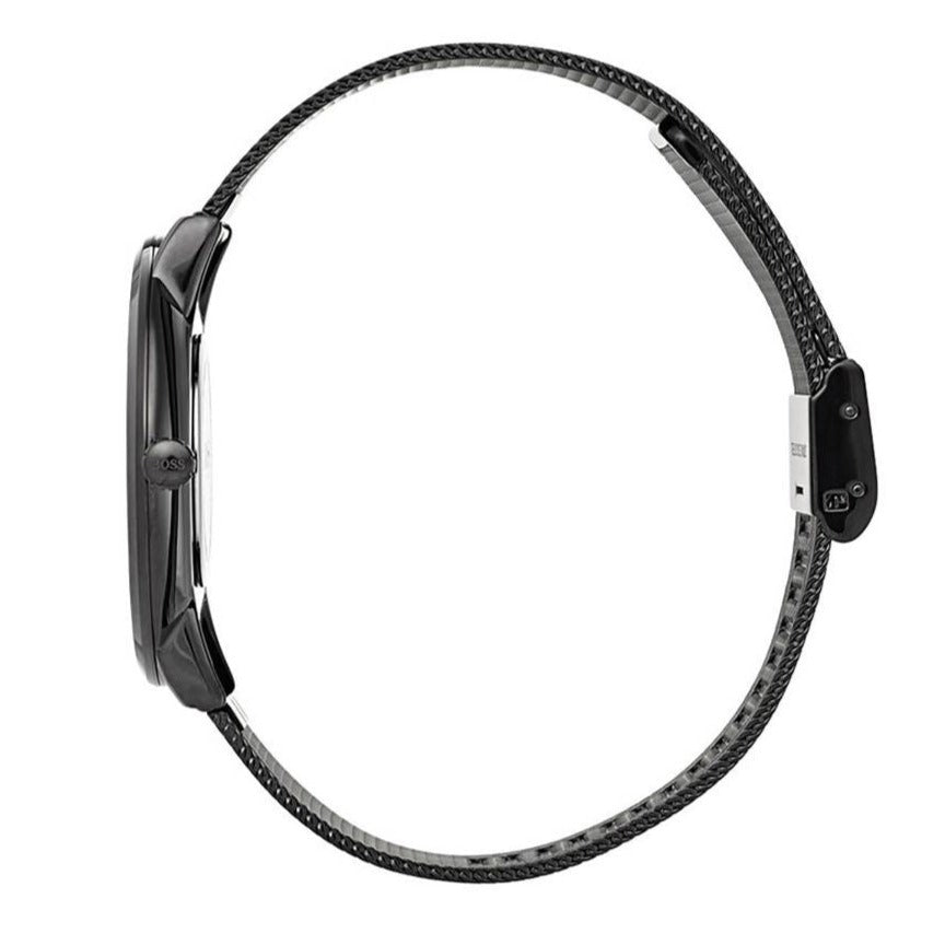 Hugo Boss Horizon Quartz Black Dial Black Mesh Bracelet Watch For Men - 1513542