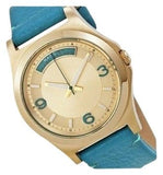 Marc Jacobs Baby Dave Gold Dial Blue Leather Strap Watch for Women - MBM1263