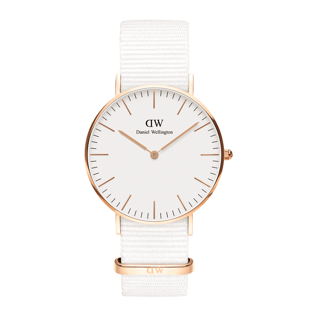 Daniel Wellington Classic Dover White Dial White Nylon Strap Watch For Women - DW00100309