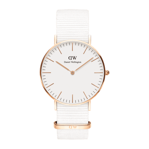 Daniel Wellington Classic Dover White Dial White Nylon Strap Watch For Women - DW00100309
