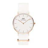 Daniel Wellington Classic Dover White Dial White Nylon Strap Watch For Women - DW00100309