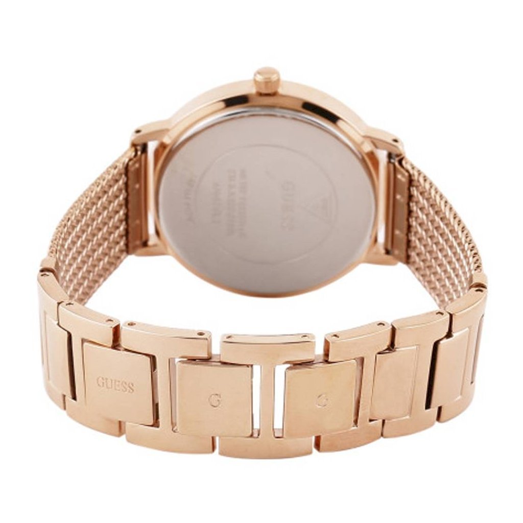 Guess Willow Crystal Blue Dial Rose Gold Mesh Bracelet Watch For Women - W0836L1