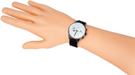 Tommy Hilfiger Lexor Silver Dial Black Leather Strap Watch For Men - 1791489