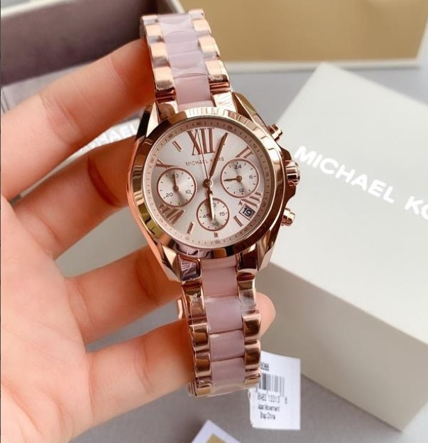 Michael Kors Bradshaw Rose Gold Dial Two Tone Steel Strap Watch for Women - MK6066
