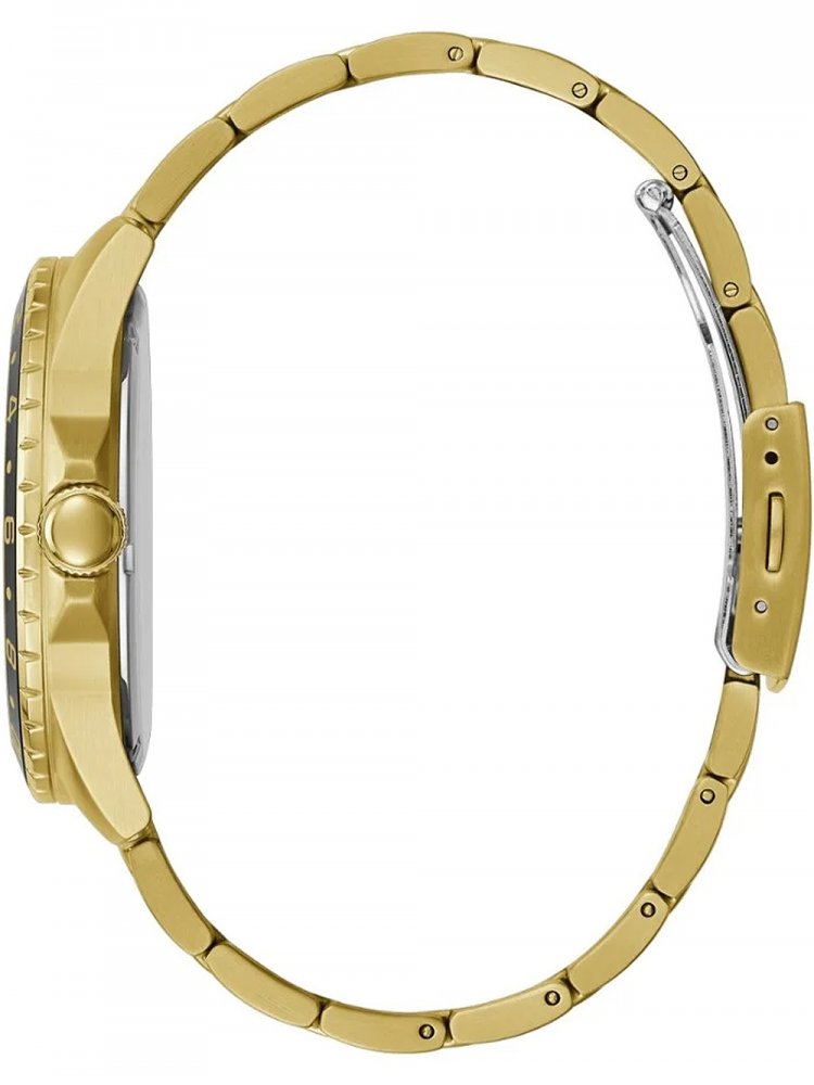 Guess Axle Multifunction Black Dial Gold Steel Strap Watch For Men - GW0488G2