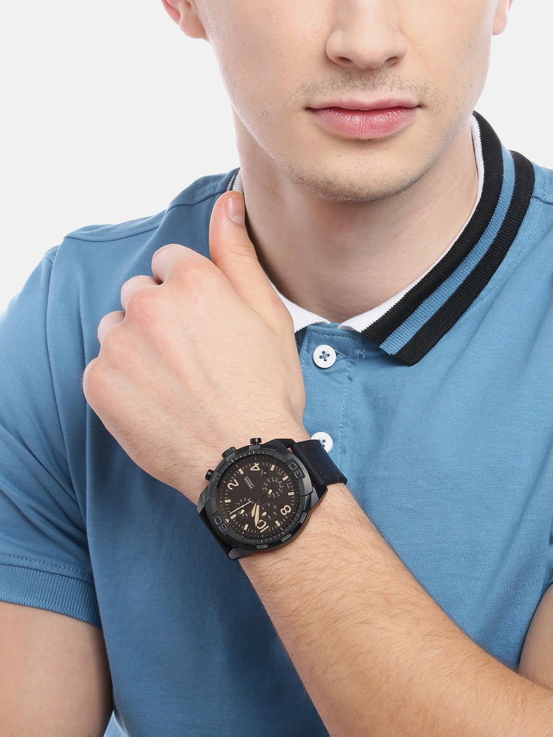 Fossil Bronson Chronograph Brown Dial Brown Leather Strap Watch for Men - FS5713