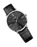 Hugo Boss Jackson Black Dial Black Leather Strap Watch for Men - 1513369