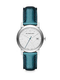 Burberry White Dial Turquoise Leather Strap Watch for Women - BU9120