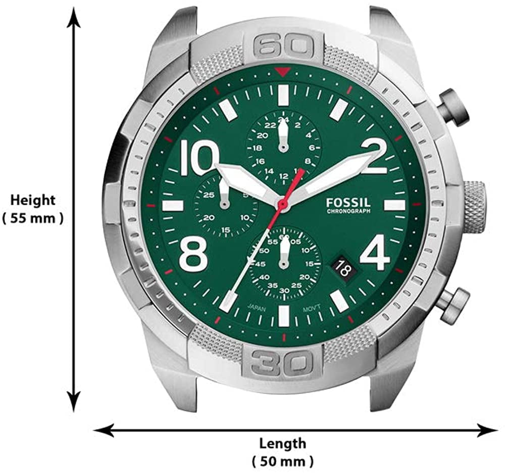 Fossil Bronson Chronograph Green Dial Brown Leather Strap Watch for Men - FS5738