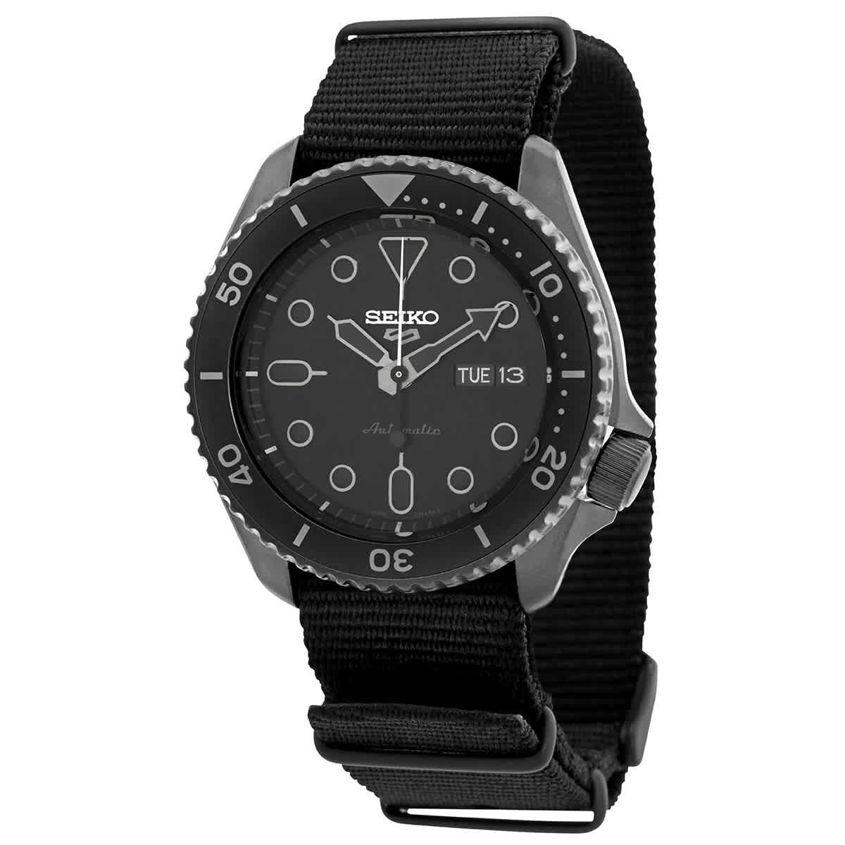 Seiko 5 Sports Automatic Black Dial Black NATO Strap Watch For Men - SRPD79K1