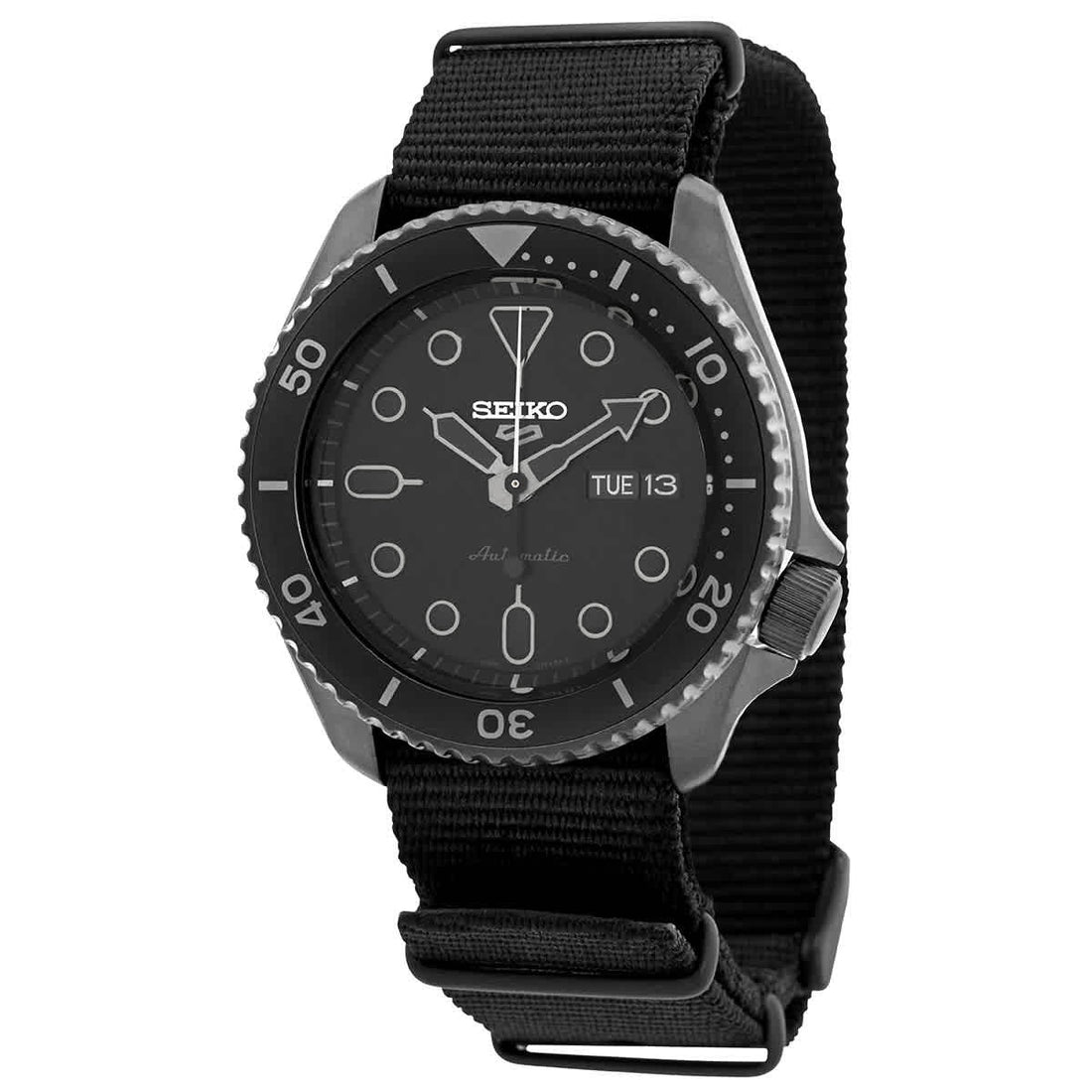 Seiko 5 Sports Automatic Black Dial Black NATO Strap Watch For Men - SRPD79K1