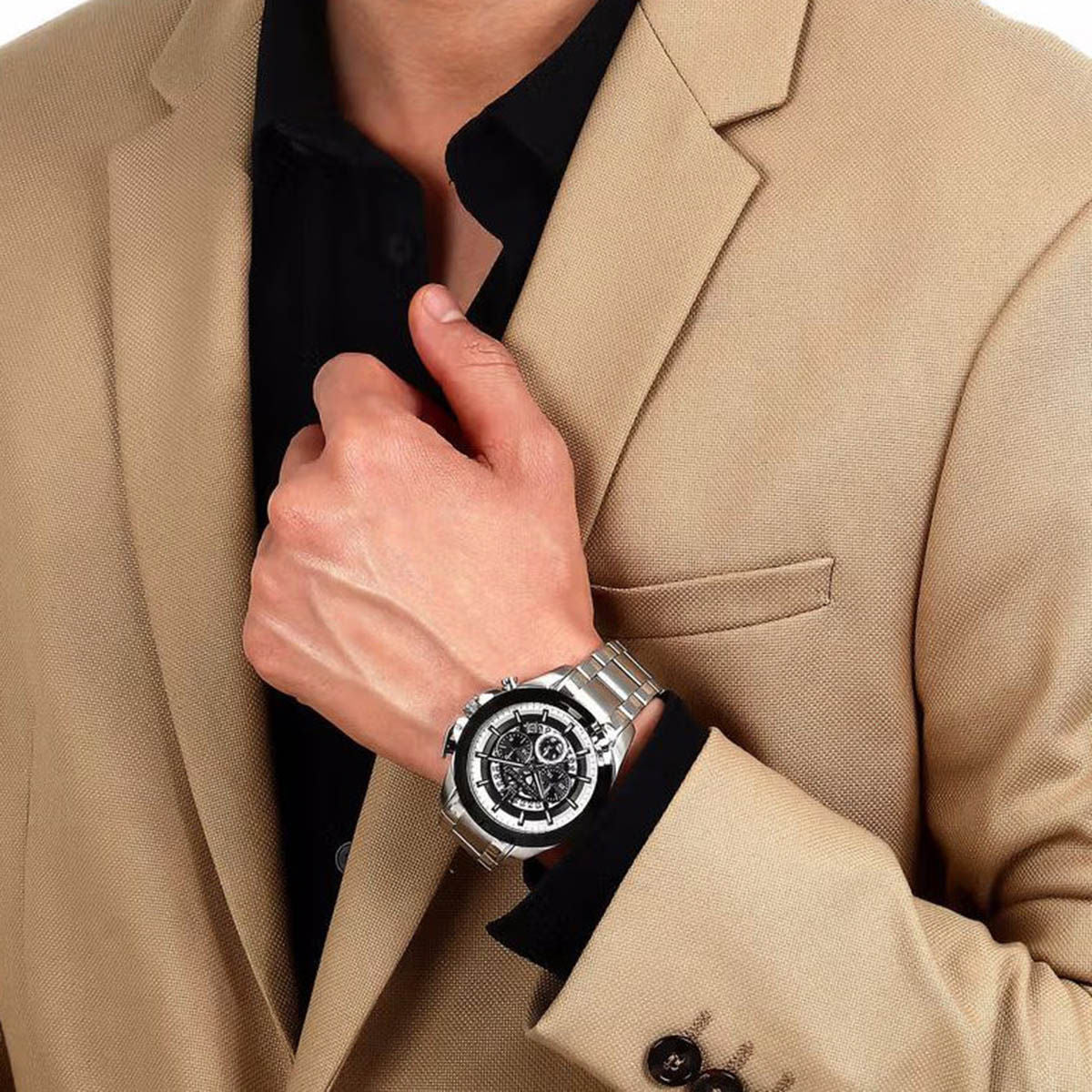 Maserati Traguardo Chronograph Black Dial Silver Steel Strap Watch For Men - R8873612059