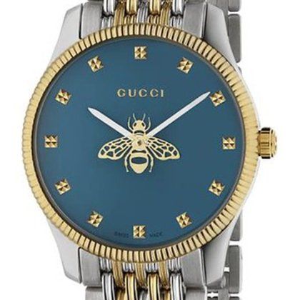 Gucci G Timeless Quartz Blue Dial Two Tone Steel Strap Watch For Women - YA1265029