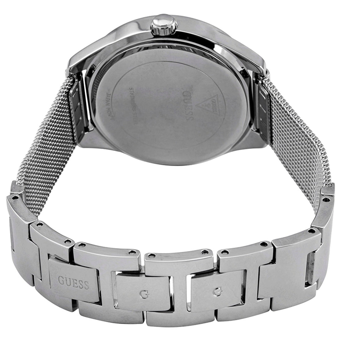 Guess Tri Glitz Quartz Silver Dial Silver Mesh Bracelet Watch For Women - W1142L1
