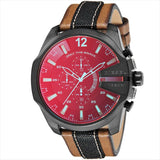 Diesel Mega Chief Quartz Black Dial Two Tone Leather Strap Watch For Men - DZ4305