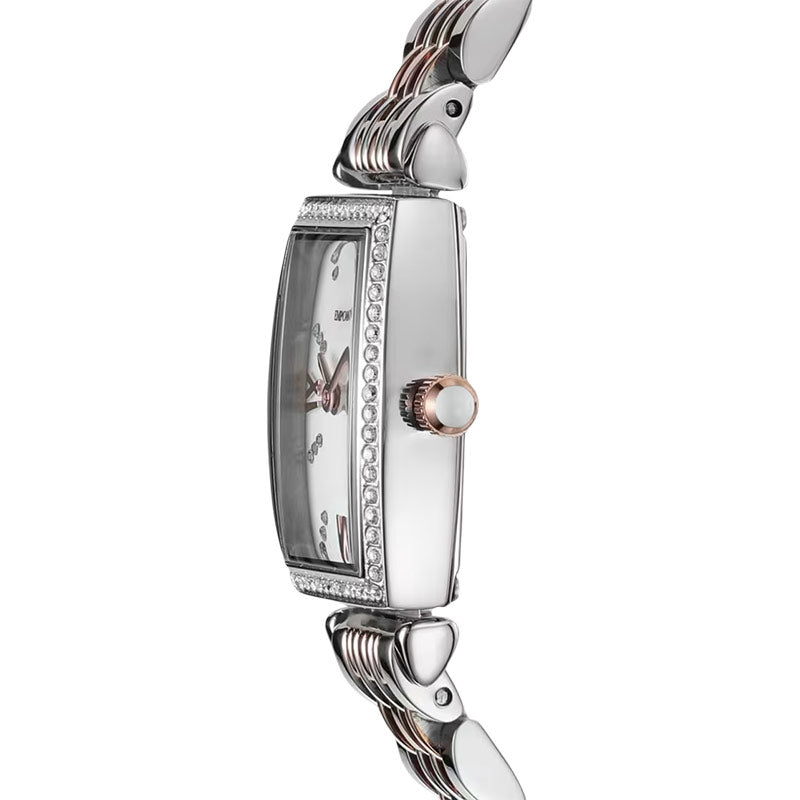 Emporio Armani Gianni T Bar White Mother Of Pearl Dial Two Tone Steel Strap Watch For Women - AR11519