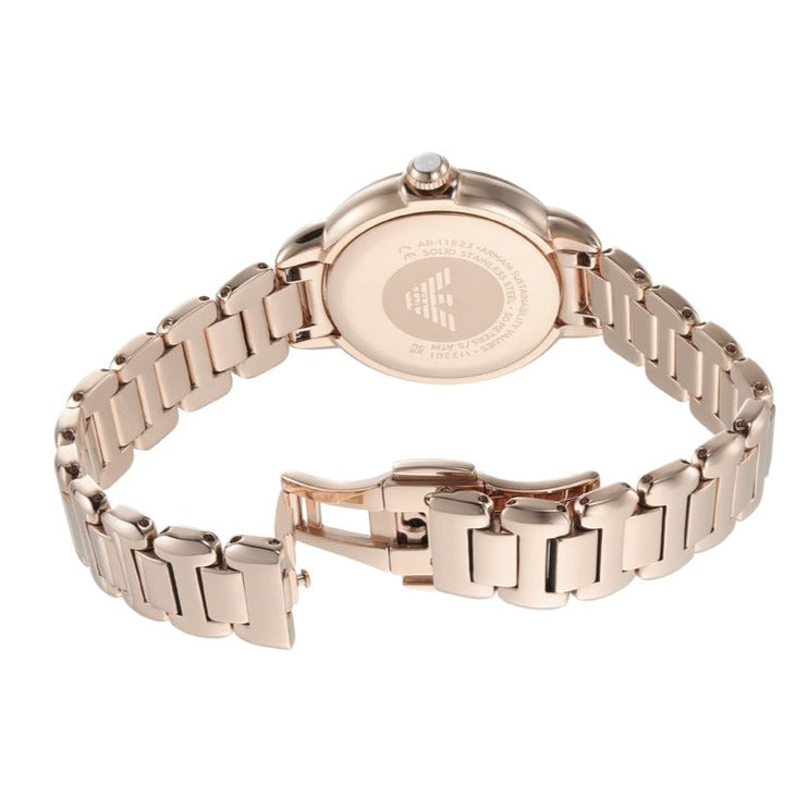 Emporio Armani Aira Three Hand Mother of Pearl Dial Rose Gold Steel Strap Watch For Women - AR11523