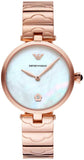 Emporio Armani Arianna White Mother of Pearl Dial Rose Gold Steel Strap Watch For Women - AR11236