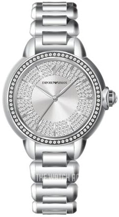 Emporio Armani Mia Three Crystals Silver Dial Silver Steel Strap Watch For Women - AR11632