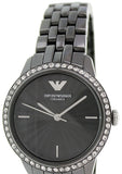 Emporio Armani Crystal Ceramica Black Dial Black Steel Strap Watch For Women - AR1478