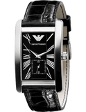 Emporio Armani Black Dial Black Leather Strap Watch For Men - AR0143