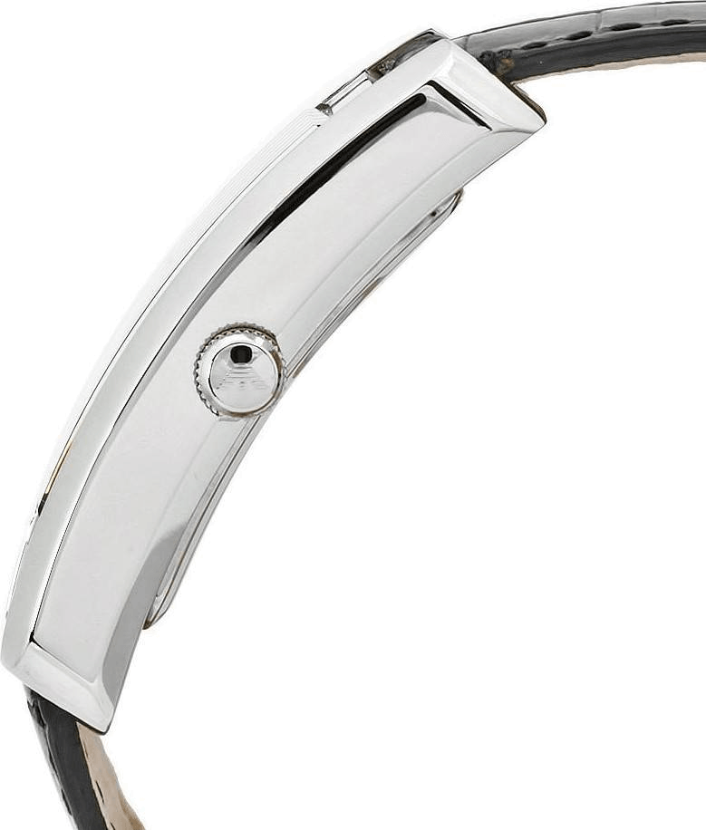 Emporio Armani Classic Black Dial Black Leather Strap Watch For Women - AR0144