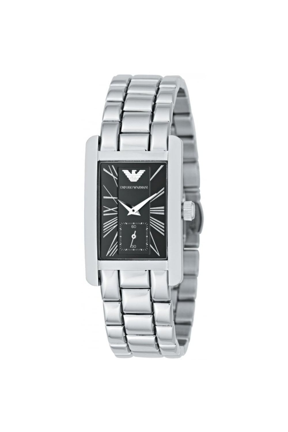 Emporio Armani Classic Black Dial Silver Stainless Steel Watch For Women - AR0157