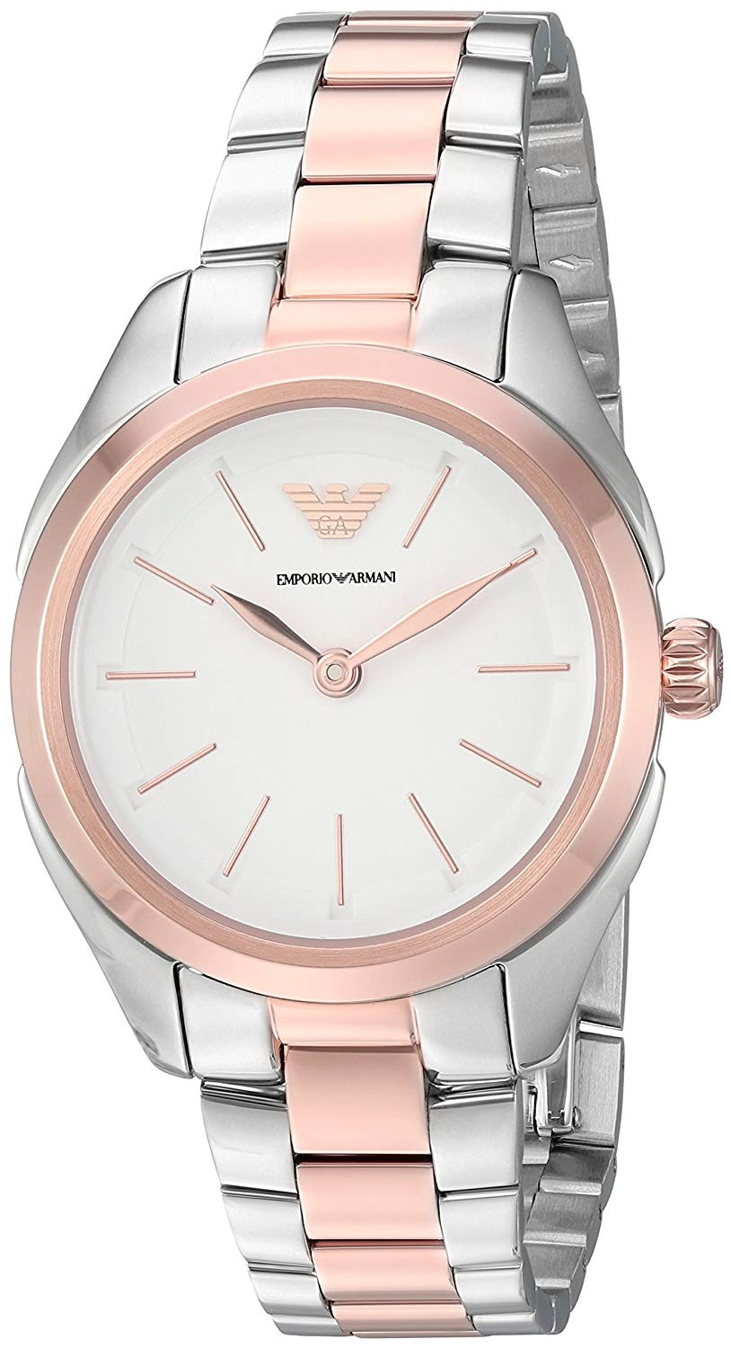 Emporio Armani Analog White Dial Two Tone Steel Strap Watch For Women - AR11029