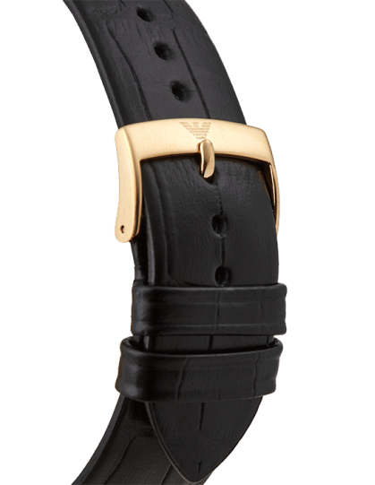 Emporio Armani Renato Quartz Grey Dial Black Leather Strap Watch For Men - AR11049