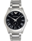 Emporio Armani Valente Quartz Black Dial Silver Steel Strap Watch For Men - AR11086