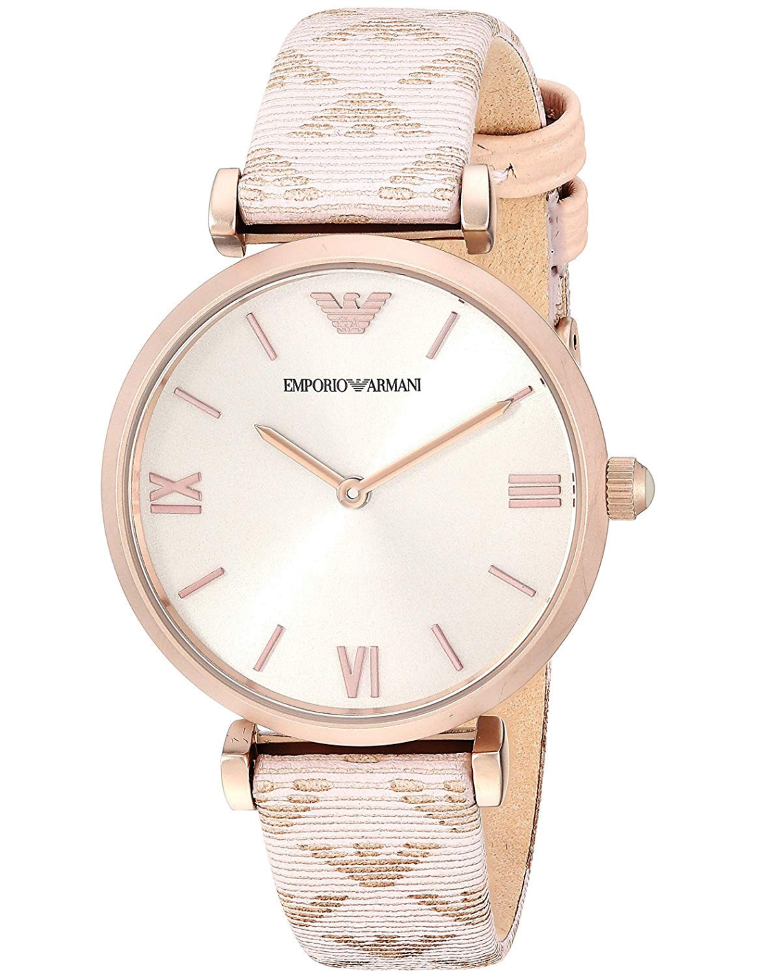 Emporio Armani Analog Grey Dial Pink Leather Strap Watch For Women - AR11126