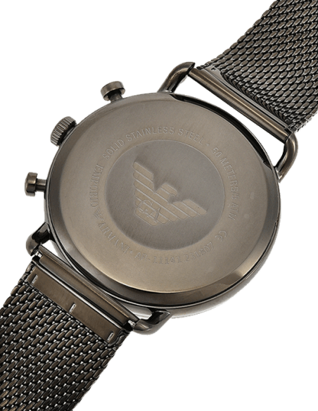 Emporio Armani Aviator Brown Dial Grey Mesh Bracelet Watch For Men - AR11141