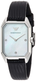 Emporio Armani Gioia Analog Mother of Pearl Dial Black Leather Strap Watch For Women - AR11148