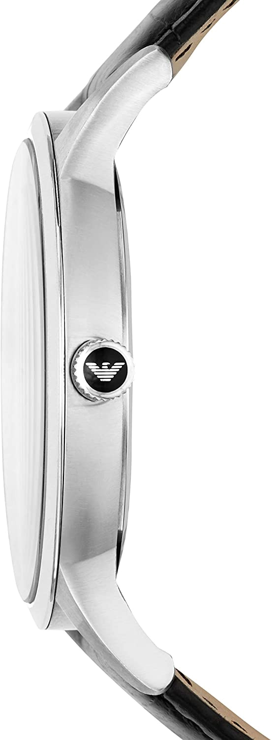 Emporio Armani Renato Analog Black Dial Black Leather Strap Watch For Men - AR11186