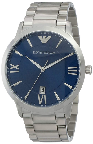 Emporio Armani Giovanni Quartz Blue Dial Silver Steel Strap Watch For Men - AR11227
