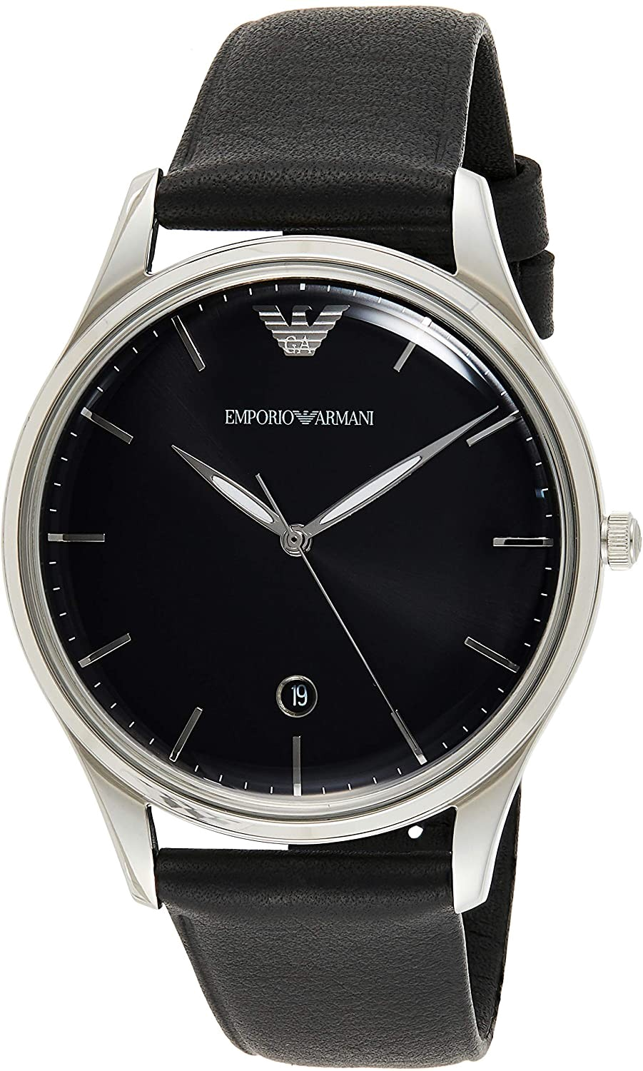 Emporio Armani Classic Quartz Black Dial Black Leather Strap Watch For Men - AR1865