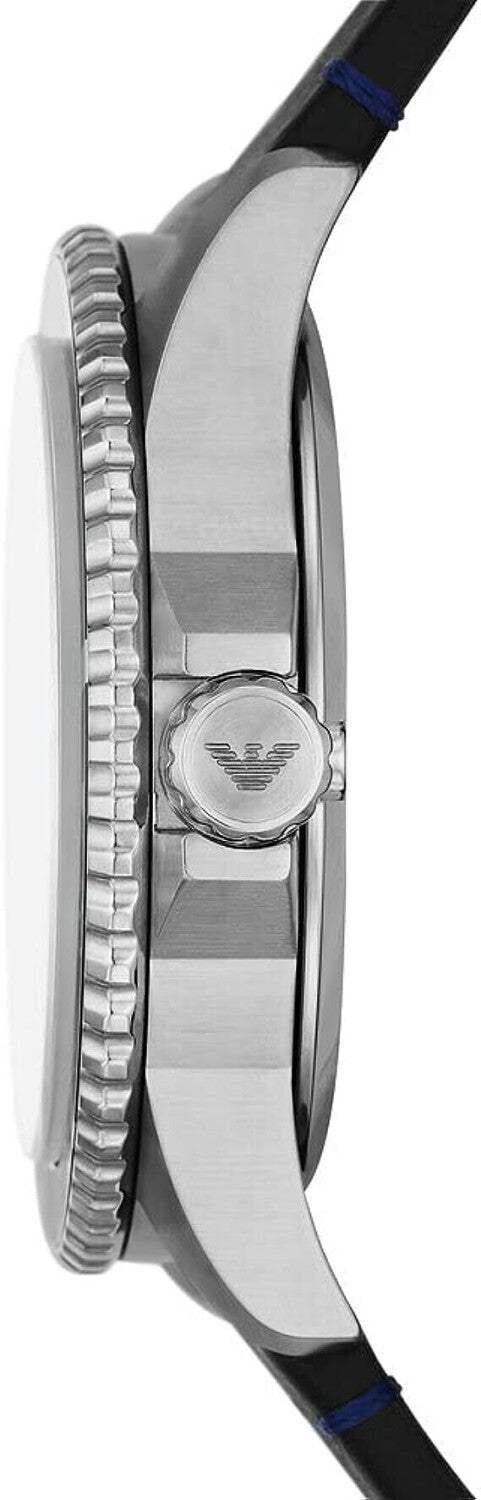 Emporio Armani Diver Three-Hand Quartz Blue Dial Blue Leather Strap Watch For Men - AR11516