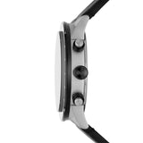 Emporio Armani Mario Chronograph Blue Dial Black Leather Strap Watch For Men - AR11522