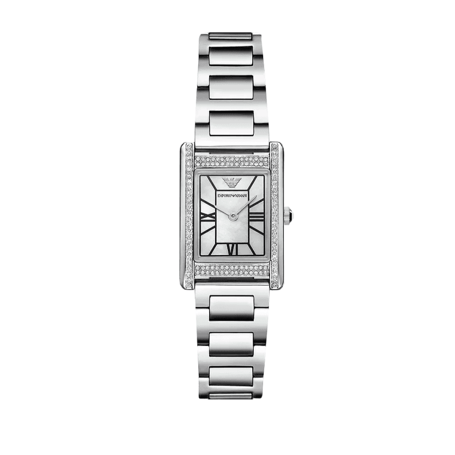 Emporio Armani Empire Mother of Pearl Dial Silver Steel Strap Watch For Women - AR11625