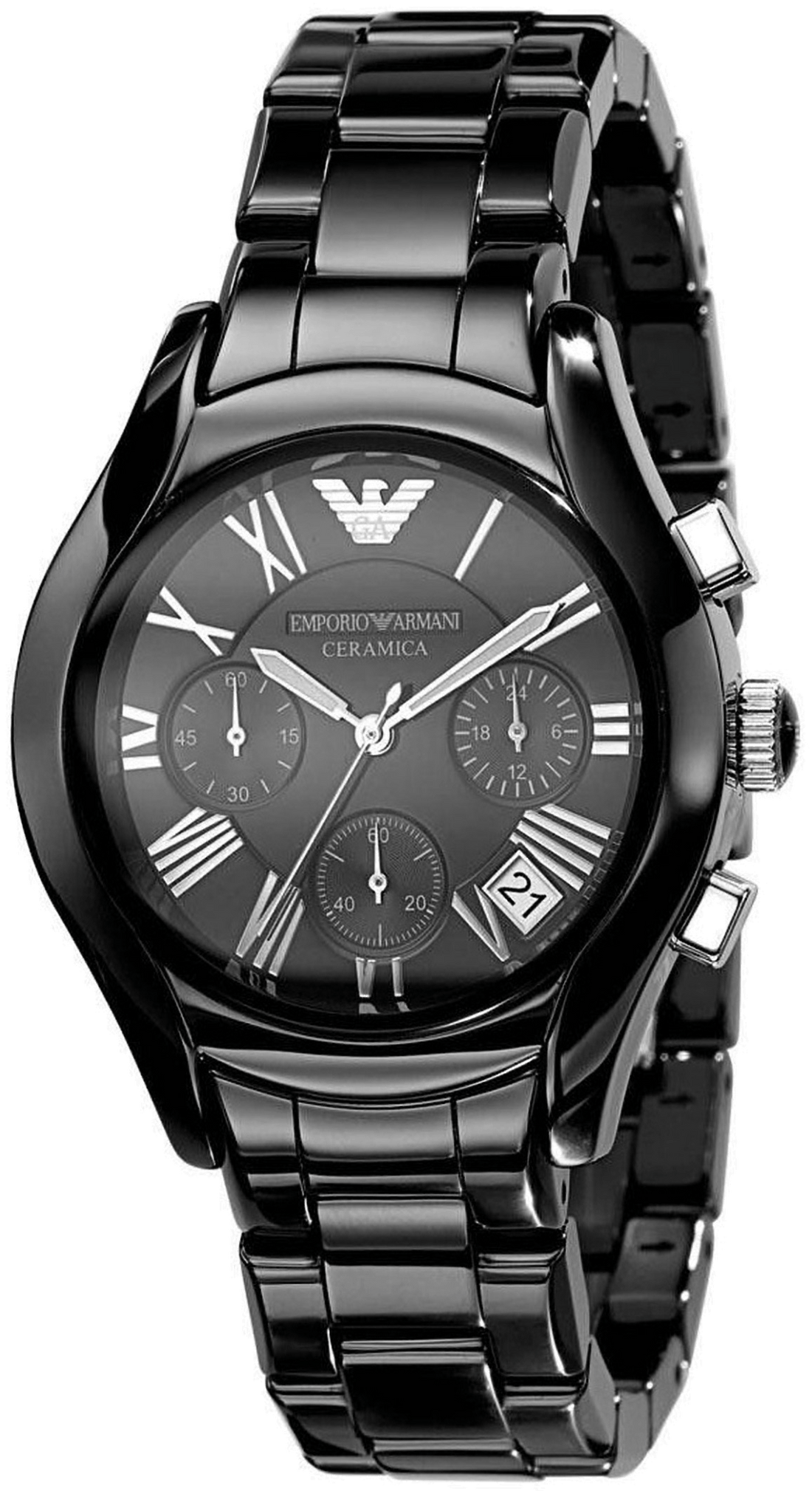 Emporio Armani Black Ceramic Dial Ceramic Strap Watch For Women - AR1401