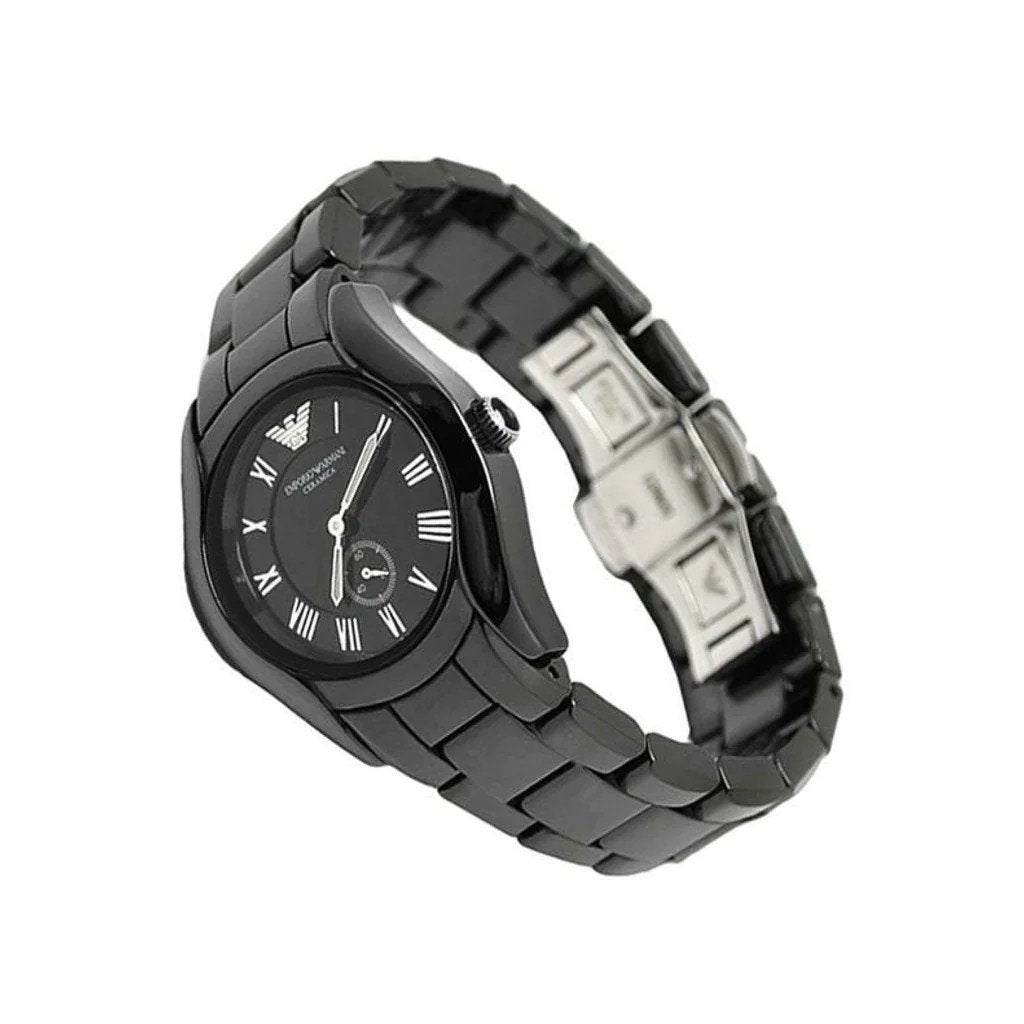 Emporio Armani Ceramica Quartz Black Dial Black Steel Strap Watch For Women - AR1402
